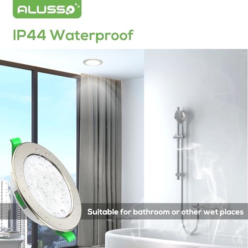 ALUSSO LED Recessed Ceiling Spot Lights Dimmable, 10W IP44 Ultra Slim Downlights 230V 800LM, Warm White 3000K Neutral White 4000K Cool White 6500K Adjustable Lights for Living Room Bathroom, 6 Pack
