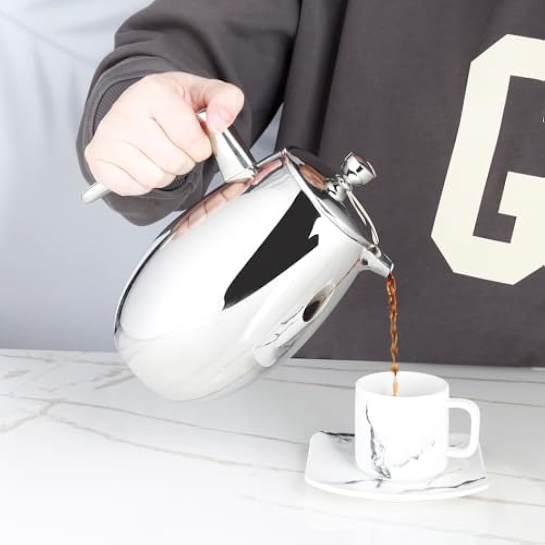 Easyworkz Nando Double Wall French Press Coffee Maker 700ml Stainless Steel Insulated Thermal Cafetiere