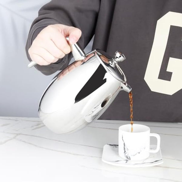 Easyworkz Nando Double Wall French Press Coffee Maker 700ml Stainless Steel Insulated Thermal Cafetiere