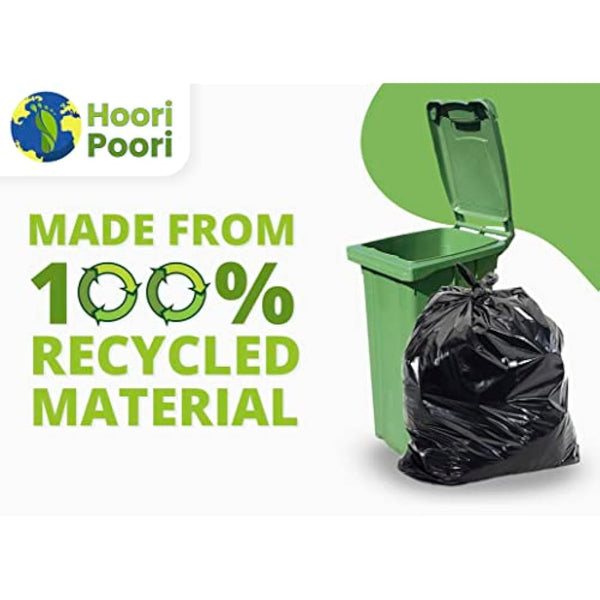 HooriPoori 20 super strong Heavy Duty Wheelie Bin Liners 240 Litre Large Wheelie Bin Bags Black Refuse Sacks For Home, Garden Kitchen House Office Caterers Rubbish 100% Waste Recycled Material