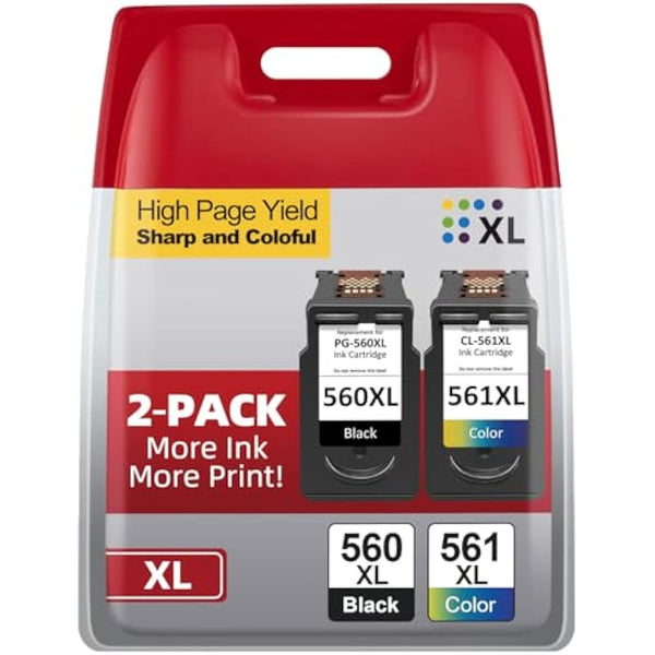 560 561 Ink Cartridges, PG 560 XL Black and CL 561 XL Colour Replacement for Canon 560 561 ink cartridges for TS7450 TS7451 TS5350 TS5351 TS5352 TS5353(1 Black, 1 Colour)