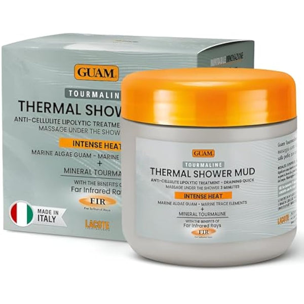 GUAM FIR Tourmaline Shower Mud Cellulite Remover – 3-Min Thermal Anti Cellulite Draining Treatment – 400ml Hot Cellulite Cream for Tummy, Legs & Buttocks – Seaweed Skin Firming, Tightening Body Mask