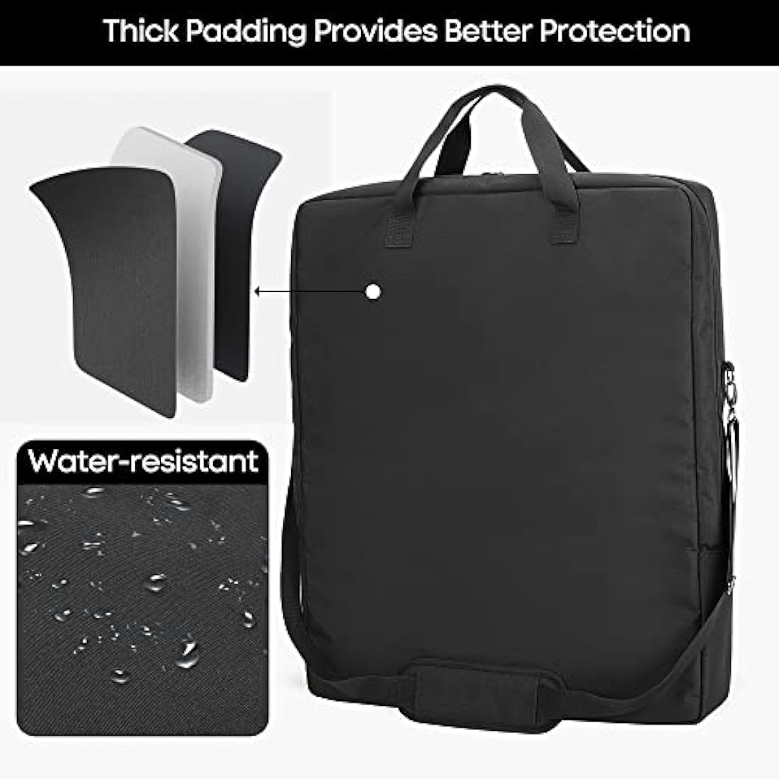 HODRANT Portable Solar Panel Bag Compatible with Jackery Solar Saga 100W 100X 200W, Padded Solar Panel Carrier with Pocket & Shoulder Strap, Double-Layer Travel Carrying Case for 2 Battery Panels