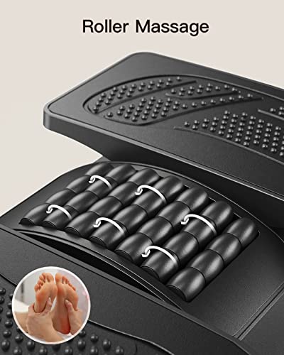 HUANUO Foot Rest Under Desk, Adjustable Ergonomic Under Desk Foot Rest at Work or Gaming with Massage Texture and Roller, 20 Degree Tilt or Lock Angle