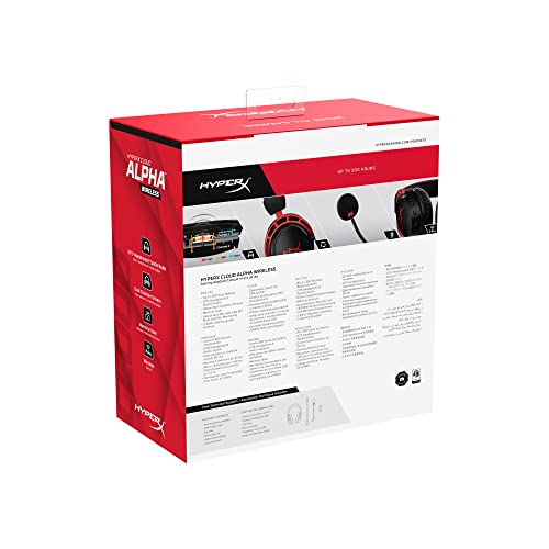 HyperX Cloud Alpha Wireless - Gaming Headset for PC, 300-hour battery life, DTS Headphone:X Spatial Audio, Memory foam, Dual Chamber Drivers, Noise-cancelling mic, Durable aluminium frame