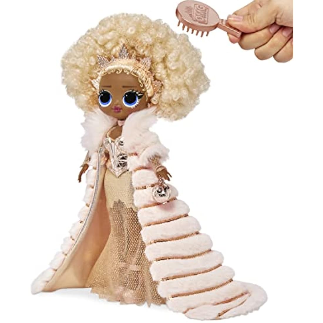 L.O.L. Surprise! 576518EUC LOL Surprise Holiday OMG 2021 Collector Doll-NYE Queen-with Gold Fashions, Accessories, & Light-Up Stand-New Year's Celebration Look-Collectable-Gift for Boys & Girls Age 4+
