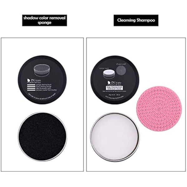 DUcare Makeup Brush Cleaner 2Pcs Brush Cleaner Solid Soap Cleanser & Color Removal Sponge - Easy to Clean Brushes Removes Shadow Color
