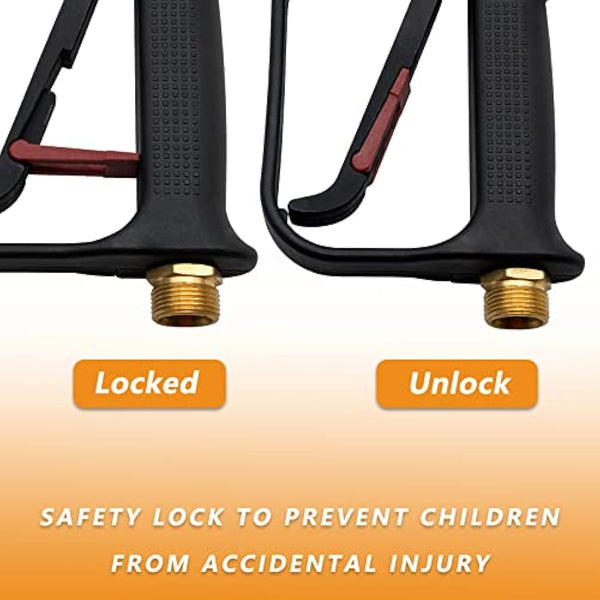 Fai Top 4000PSI High Pressure Washer Gun with 5 Water Nozzle Tip, Cleaner Gun Car Wash Water Gun for Car Cleaning (M22 14MM Hose Connector & karcher Quick Connector)