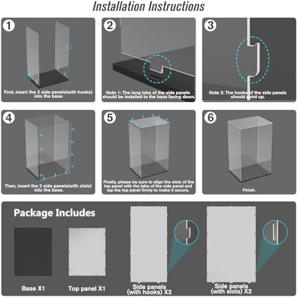 Nynelly 79 cm Tall Acrylic Display Case for Lego Disney Castle 71040 for Lego Display Case for Models Figures Dolls Assemble Dustproof Thickened Clear Display Box Display Cabinet(Black)
