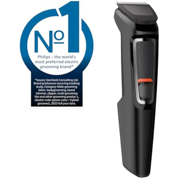 Philips 7-in-1 All-In-One Trimmer, Series 3000 Grooming Kit for Beard & Hair with 7 Attachments, Including Nose Trimmer, Self-Sharpening Blades, UK 3-Pin Plug-MG3720/33