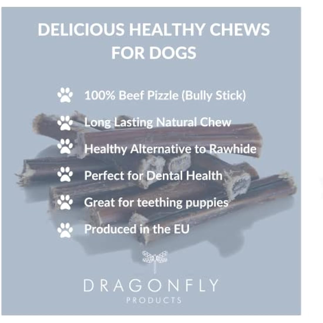 Dragonfly Products 10 pieces Bulls Pizzle Bully Sticks for Dogs & Puppies | Healthy, Natural Dog Treats Chews | Grain Free Treat