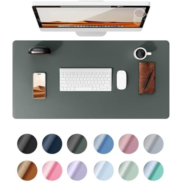 YSAGi Leather Desk Mat, Large Mouse Mat, Non-Slip Desk Pad, Waterproof PU Leather Table Protector Writing Pad for Office and Home (80 x 40 cm, Dark Green)