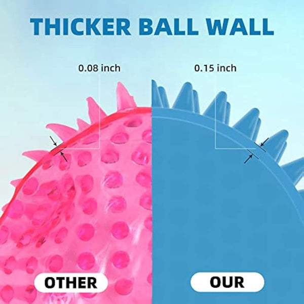 12cm Squeaky Dog Balls Toys for Medium Large Dogs 4 Pack Indestructible Dog Toys for Aggressive Chewers Spike Dog Balls for Clean Teeth and Training Dogs Toys for Boredom and Stimulating