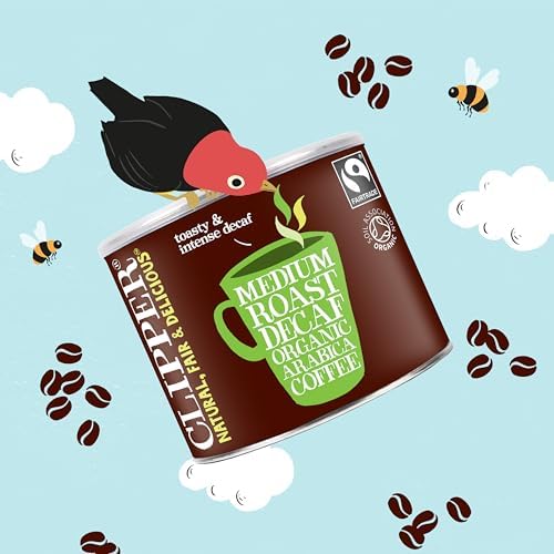 Clipper House Blend Organic Arabica Decaf Coffee | Organic Fairtrade Medium Roast | 500g Arabica Granules | Sustainable Fairtrade Coffee by Clipper Teas | Ethically Sourced & Eco Conscious
