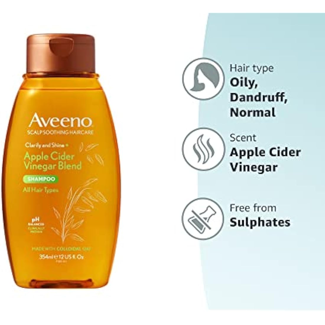 Aveeno Itchy Scalp Soothing & Clarifying Shampoo with Apple Cider Vinegar for Greasy Hair 354ml
