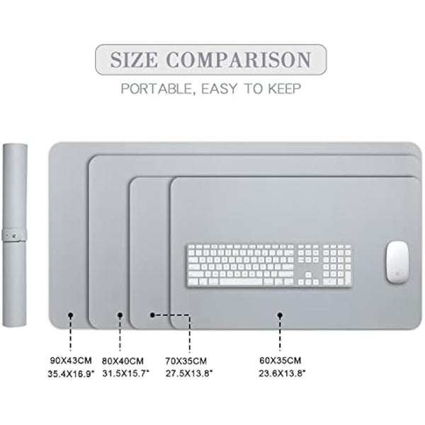Desk Pad Large, DOBAOJIA Desk Mat, Laptop Mat, Writing Pad, Desk Blotter, Extended Mouse Mat, Large Mouse Pad for Office/Home, PU Leather Waterproof +Suede Non-Slip 27.5" X 13.8" (Grey)