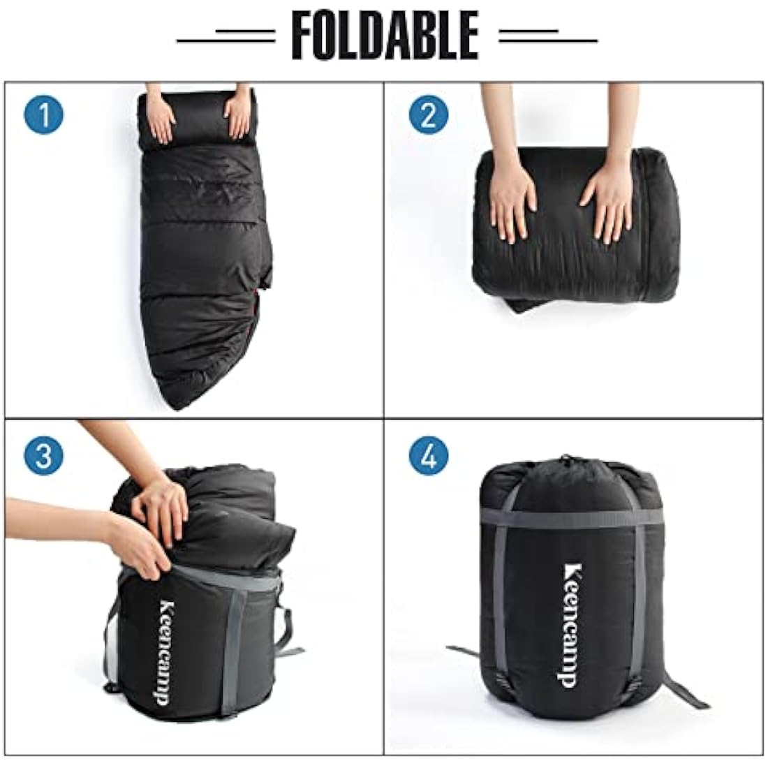 Keencamp Outdoor Sleeping Bag Ultralight 3-4 Seasons Blanket Sleeping Bag with Right Zip, Extended and Larger Sleeping Bag for Adults, Camping, Travel, Hunting, Other Outdoor Activities