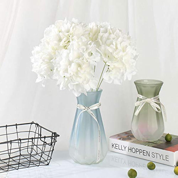 FagusHome 7 inch Silk Hydrangea Heads Artificial Flowers Heads with Stems Fake Hydrangea Flowers for Home Wedding Decor,Pack of 25 (White)