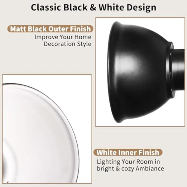 HiBay 3 Way Ceiling Light, Black Spotlight Fittings Ceilings Round Plate, Adjustable E27 Light Fitting, for Living Room Bedroom Hallway, No Bulbs