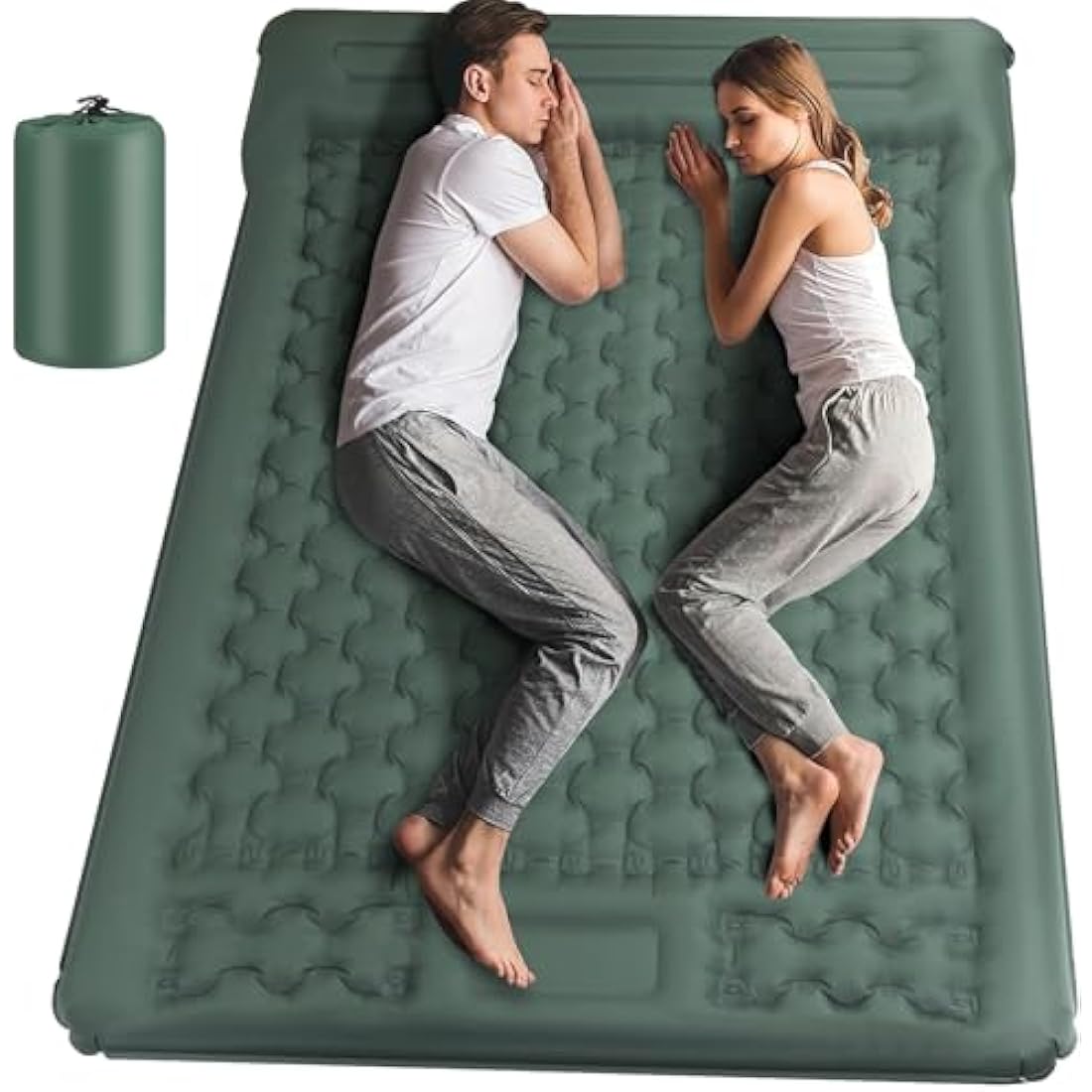 Camping Mat - Upgraded Extra Thick Self Inflating Camping Sleeping Mat Double, Reinforced Support Structure with Built-in Foot Pump and Pillow,Portable Camping Sleeping Air Mattress for Hiking Tent