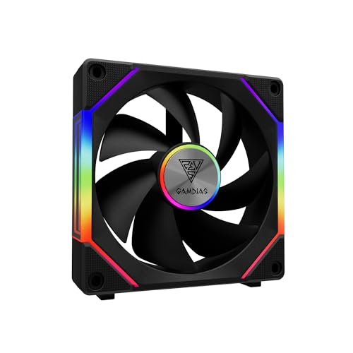 GAMDIAS 120mm ARGB PC Case Fans, Computer Case Fan, Cabless Daisy Chain Connection, Dual Infinity Mirror Lighting, Swappable Fan Blade for Reverse Airflow, Performance 30mm Thick, With Control Box