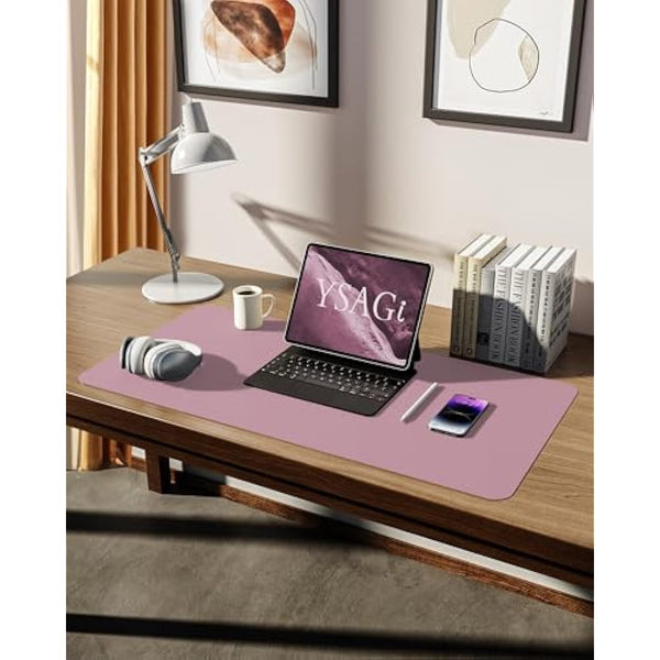 YSAGi Leather Desk Mat, Large Mouse Mat, Non-Slip Desk Pad, Waterproof PU Leather Table Protector Writing Pad for Office and Home (80 x 40 cm, Pale Mauve)