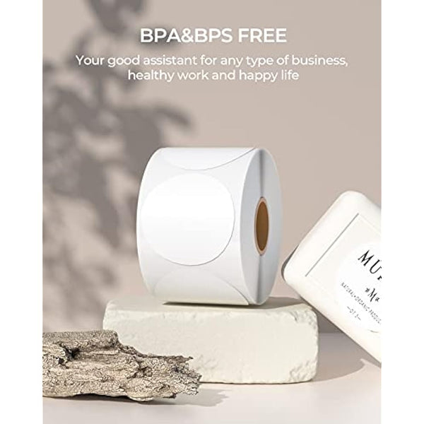 MUNBYN 50 x 50mm Circle Thermal Sticker Labels, Self-Adhesive Round Direct Thermal Labels, Multi-Purpose Roll Thermal Stickers for Business