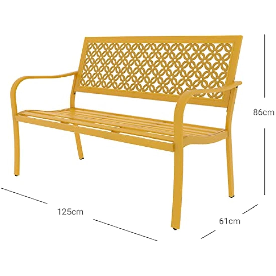 Grand patio Garden Bench, Outdoor Bench with 2-3 Seater, Rust Resistant, Stamped Pattern, Choice of Colours, Suitable for Indoor, Outdoor, Patio, Park (Yellow)