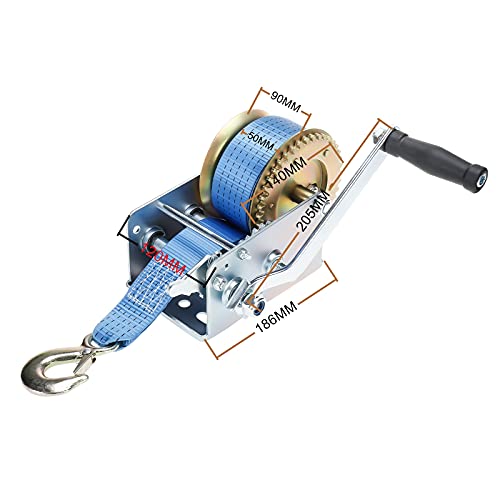 BOOMSTART 2500LBS Hand Winch Manual Winch Boat Trailer Winch With 33 ft Webbing Strap for Boat Trailer Caravan Marine ATV Towing