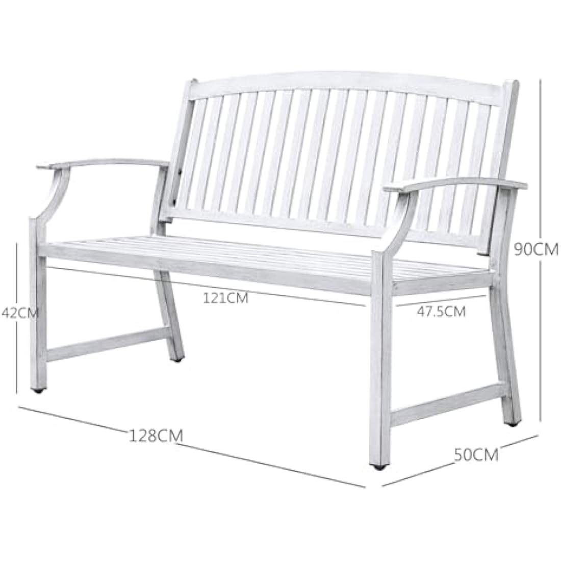 Grand patio Garden Bench, Outdoor Bench with Anti-Rust Steel Metal Frame, Stamped Pattern, Choice of Colours, Suitable for Indoor, Outdoor, Patio, Park (Farmhouse, White)