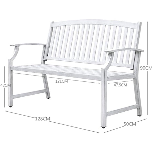 Grand patio Garden Bench, Outdoor Bench with Anti-Rust Steel Metal Frame, Stamped Pattern, Choice of Colours, Suitable for Indoor, Outdoor, Patio, Park (Farmhouse, White)