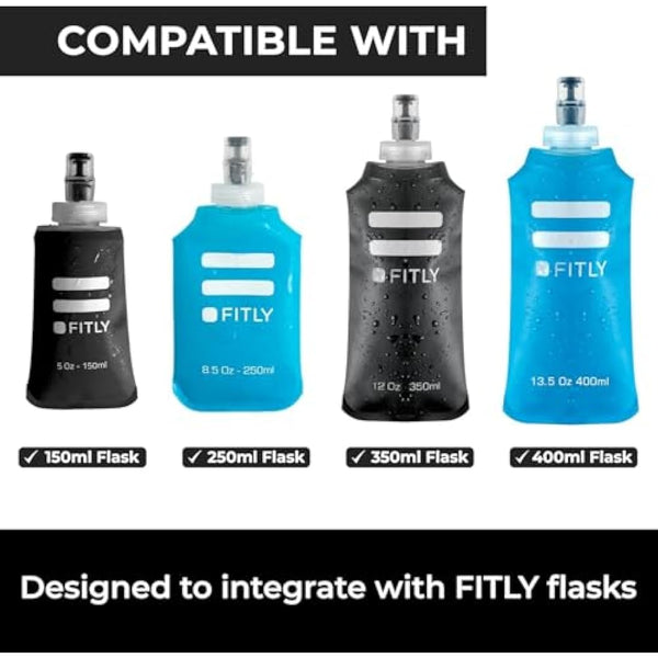 FITLY Soft Water Bottle | Shrink As You Drink Soft Flask for Hydration Pack | Folding Water Bottle Ideal for Running, Hiking, Cycling, Climbing & Rigorous Activity