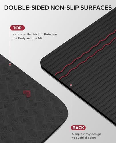 HAPBEAR Large Yoga Mat for Women- 198cm?137cm?6mm, TPE Non-Slip, Durable, Eco-Friendly, Extra Large Thick Wide Exercise Mat for