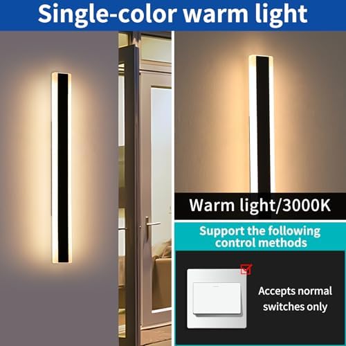 Mikeru 100cm Outdoor LED Garden Wall Light, 2pack Modern Minimalist Outdoor Long Wall Light, Warm White 3000K Hardwired IP65 Waterproof Wall Sconce for Garage, Balcony, Staircase Lighting