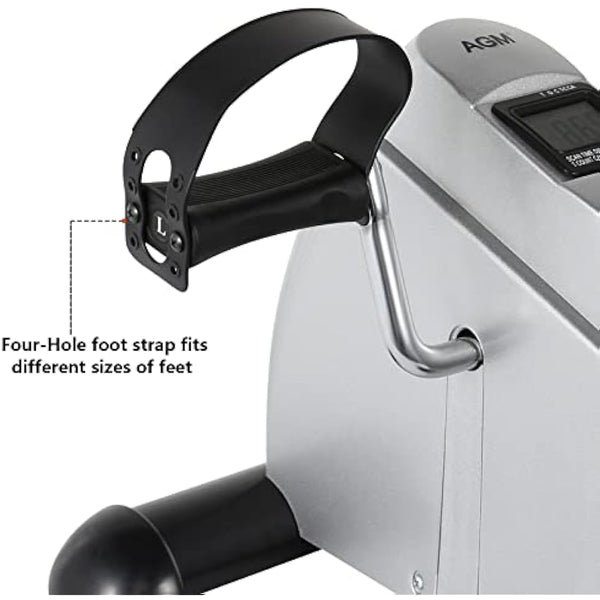 AGM Mini Exercise Bike Pedal Sit Down, Under Desk Bike with LCD Display for Legs and Arms, Non-Slip Mat Included