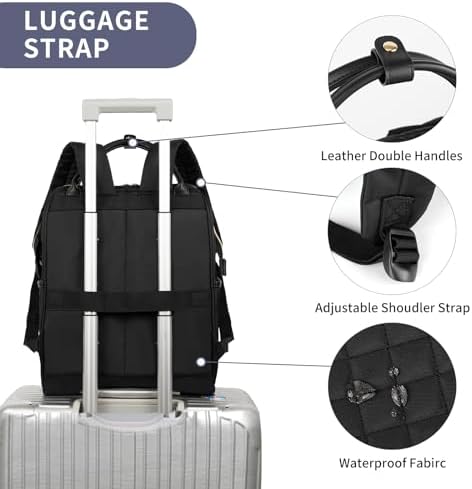 EMPSIGN Laptop Backpack Women 17 Inch, Large Laptop Rucksack Wide Open, College School Backpack with USB Charging Port, Water Repellent Travel Business Work Bag Computer Bookbag for Men