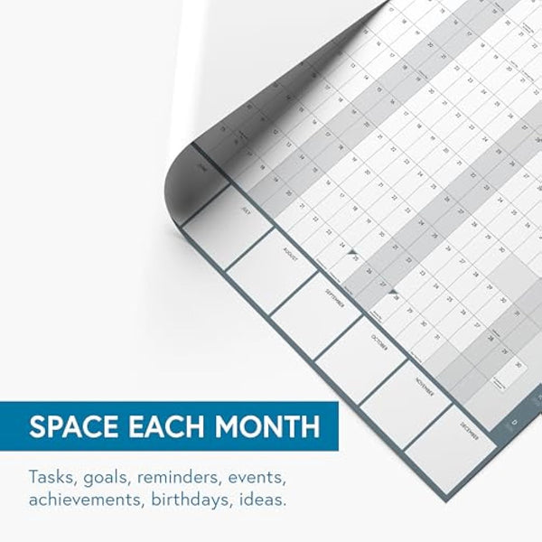 2026 Year Wall Planner by Clear Mind Concepts® - Large A1 (84.1 x 59.4cm) Calendar - Includes All Bank Holidays - Ideal for Home, Work, Students & Office - Delivered Rolled in a Tube