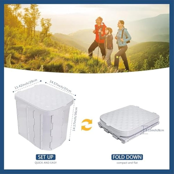 Hapoon Portable Camping Toilet for Adults - XL Folding Toilet with Lid, Travel Portable Potty, Grey