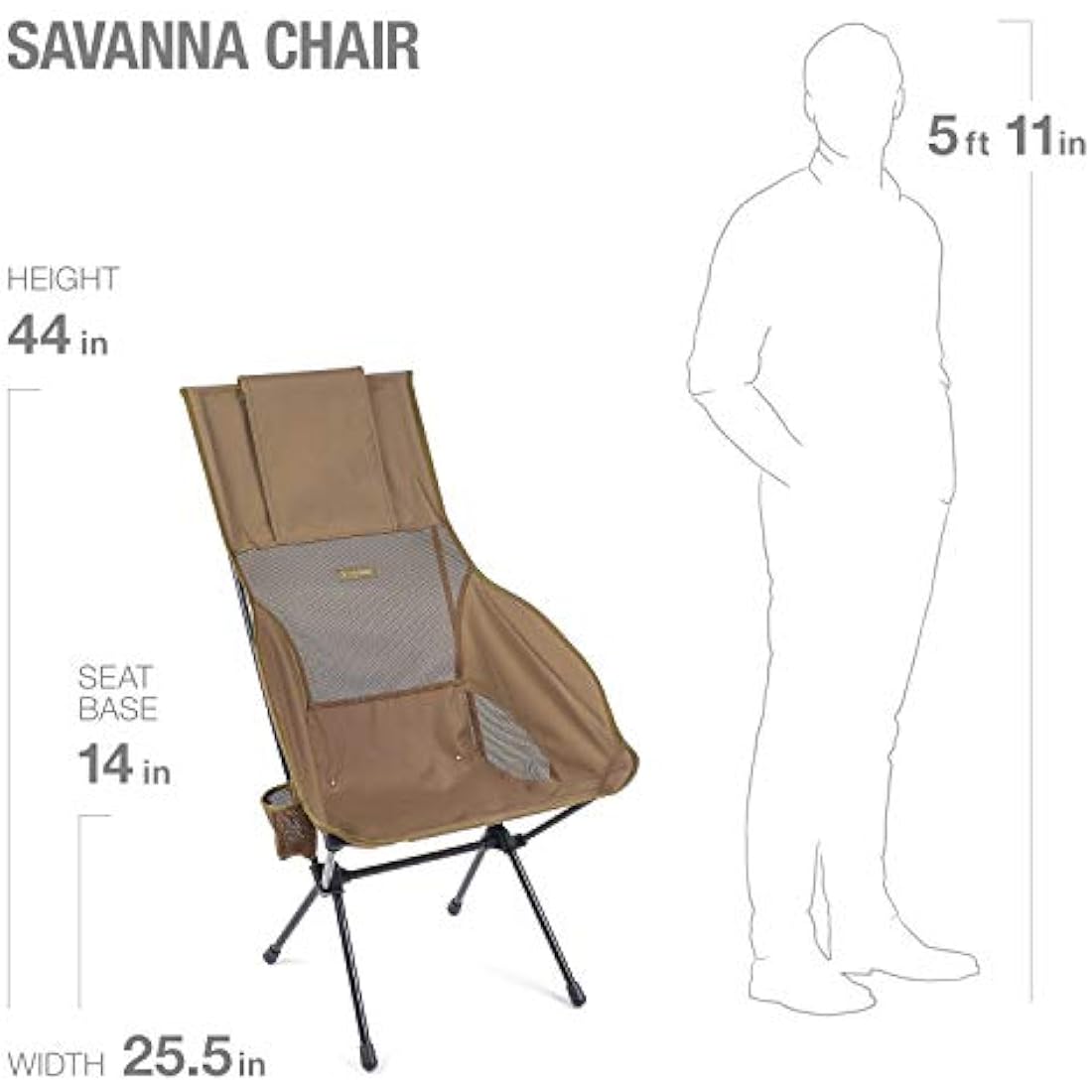 Helinox Savanna High-Back Collapsible Camp Chair, Coyote Tan