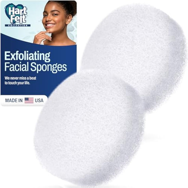 HartFelt Facial Sponges for Washing Face - Exfoliating Sponge for Face, Facial Cleansing Sponges Reusable - Face Scrubber Exfoliator Sponge, Pack of 2