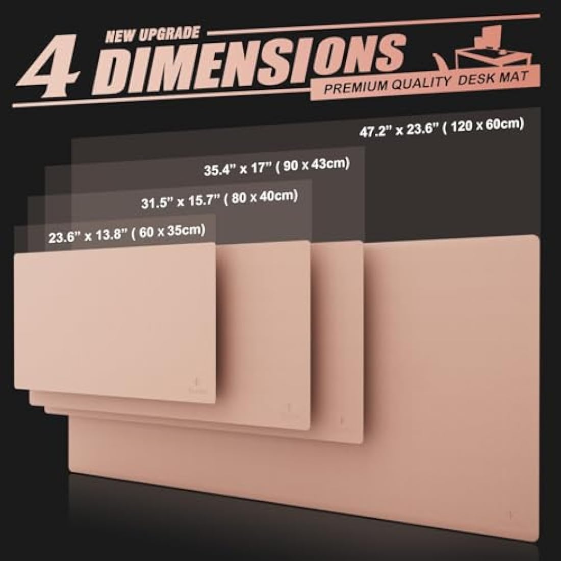 K KNODEL Large Office Leather Desk Mat, Mouse and Keyboard Pad, Computer and Laptop Mat, Desktop Protector and Cover, Writing Pad and Blotter (90x43cm, Pink)