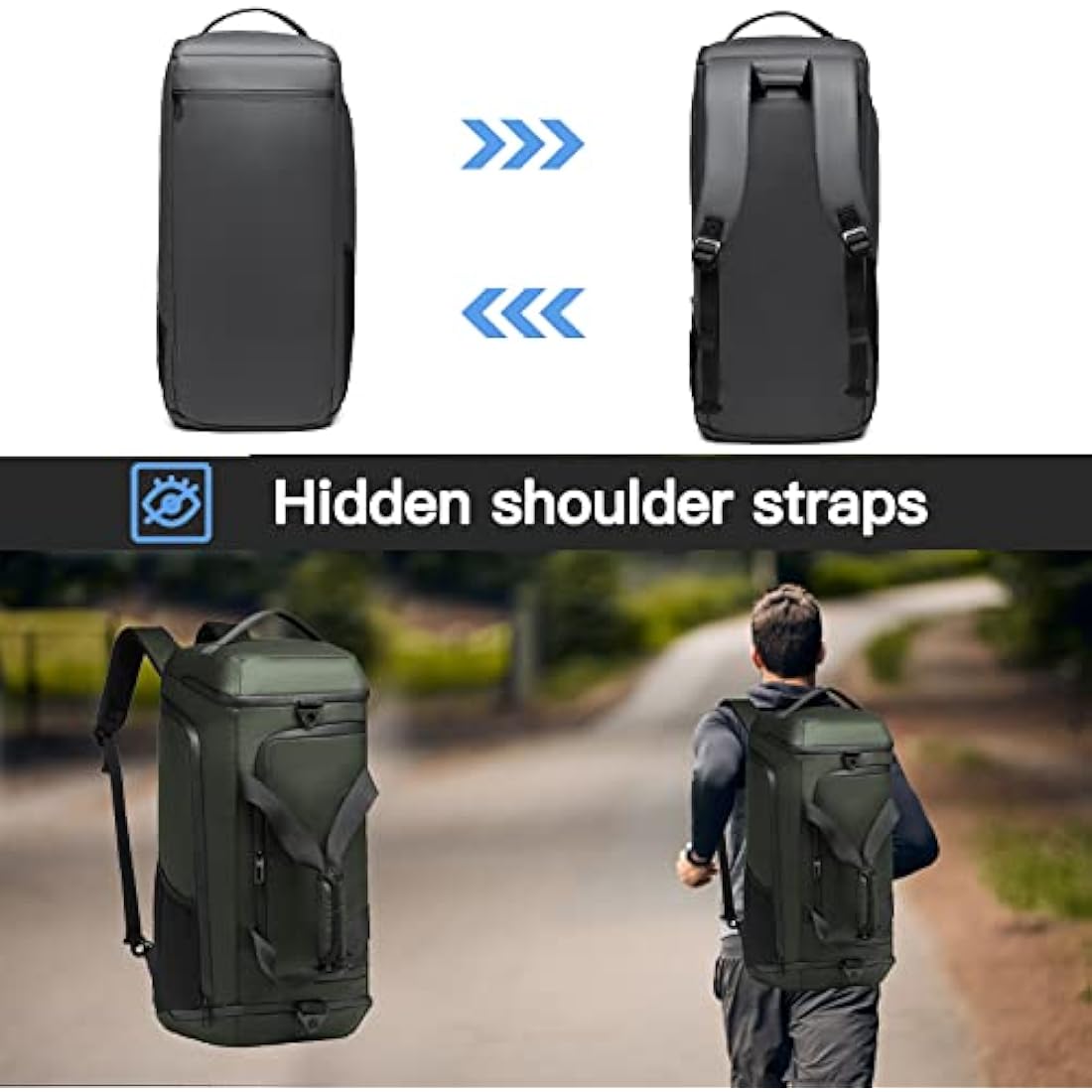 Gym Sports Bag for Men,40L Waterproof Gym Duffle Bag with Shoes Compartment and Wet Pocket,Travel Duffel Bag with Shoulder Strap and Backpack