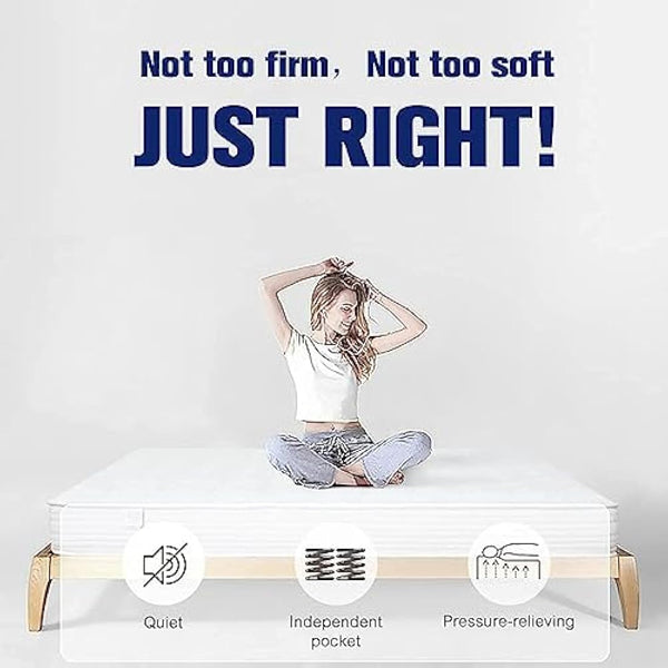 Good Nite King Size Mattress Pocket Spring with Memory Foam Medium Firm Mattress Breathable Fabric Fire Resistant 8in Deep King Size 150x200x20cm