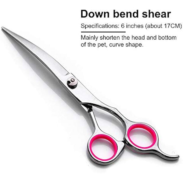 DONGKER 6 inch Stainless Steel Pet Grooming Scissors, Down Curved, Ambidextrous, Classic Style