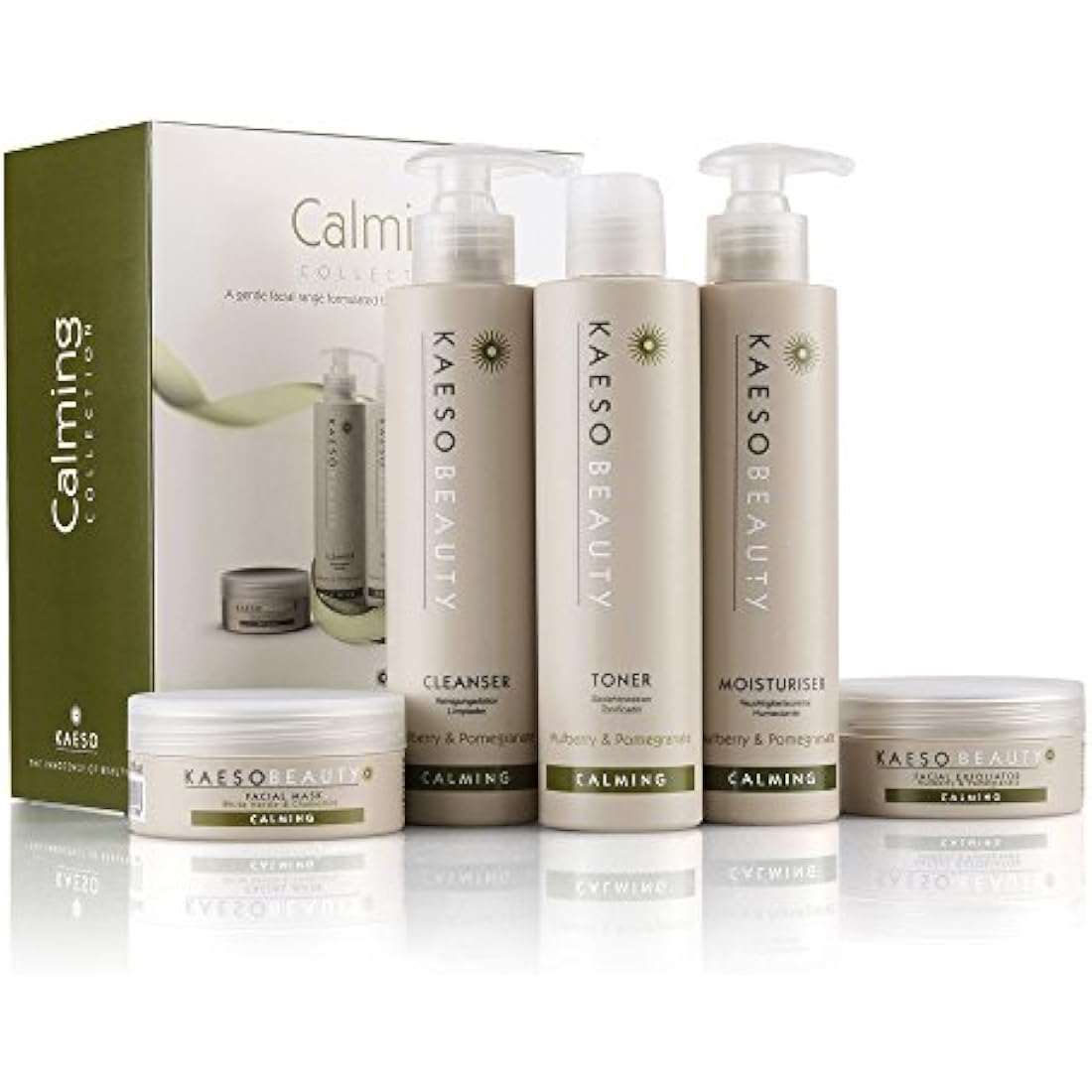 Kaeso Calming Facial Kit (Includes Calming Mask, Calming Exfoliator, Calming Cleanser, Calming Toner & Calming Moisture)