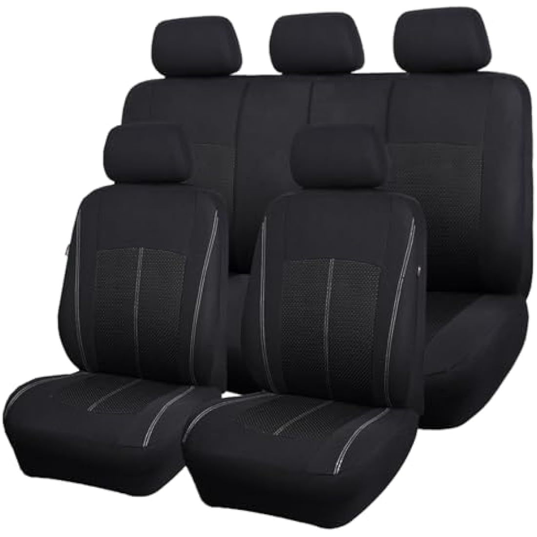Flying Banner Black Jacquard Car Seat Covers Full Set Airbag Compatible Auto Protector Rear Bench Back Split
