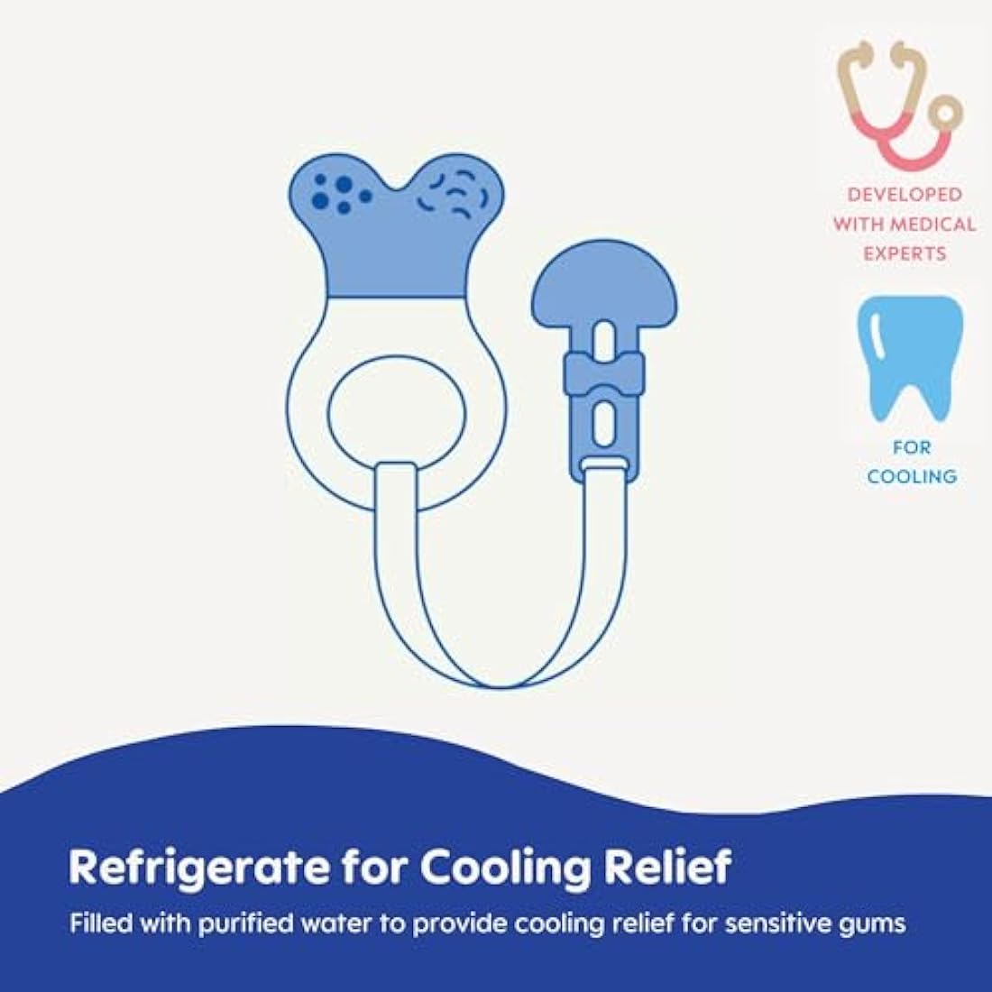 MAM Mini Teething Cooler and Clip, Blue, 2 Plus Months