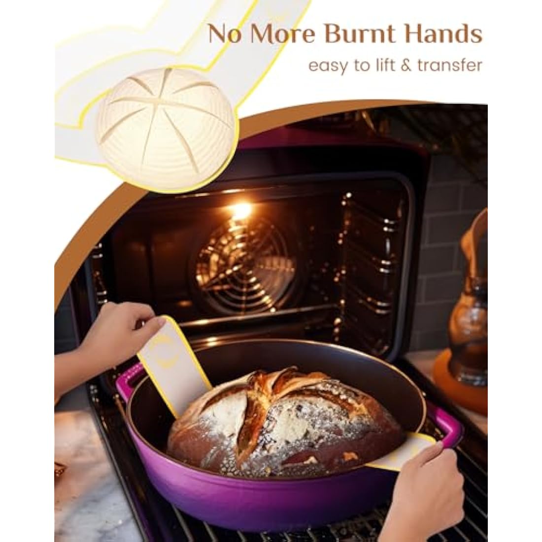 Bread Proofing Basket Set, PITCH PULSE 9 Inch Round and 10 Inch Oval Banneton Bowl with Sourdough Bread Making Tools Kit