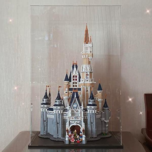 Nynelly 79 cm Tall Acrylic Display Case for Lego Disney Castle 71040 for Lego Display Case for Models Figures Dolls Assemble Dustproof Thickened Clear Display Box Display Cabinet(Black)