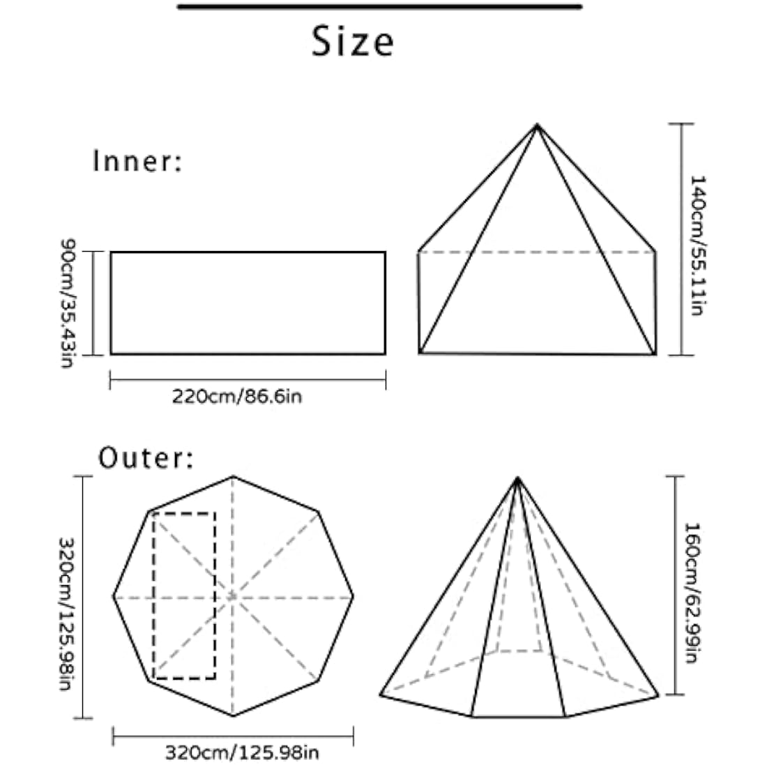 1 Man Tent Lightweight Teepee Hot Tent with Stove Hole Waterproof for Camping Hiking Hunting Fishing Backpacking